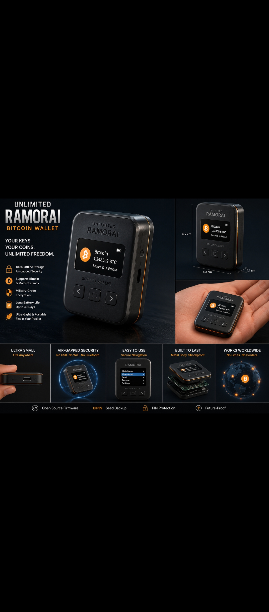 Unlimited RAMORAI Bitcoin Hardware Wallet